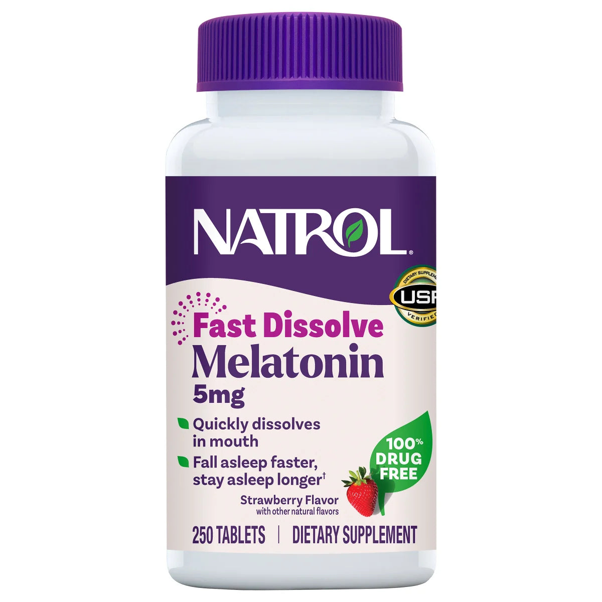 나트롤 멜라토닌 5mg 250정 딸기맛 _ Natrol Melatonin 5 mg Fast Dissolve Tablets, 250 Tablets