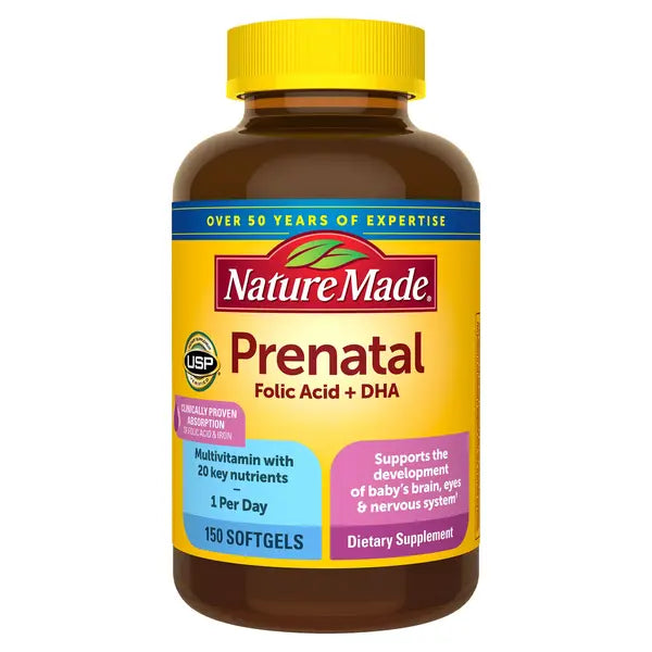 네이처 메이드 프리네이탈 엽산 폴레이트 폴릭 애씨드 DHA 60 소프트젤 캡슐_Nature Made Prenatal Folic Acid Softgels